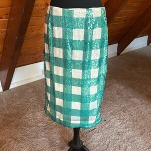 Sequin gingham Brooks Brothers skirt sz 8 NWT